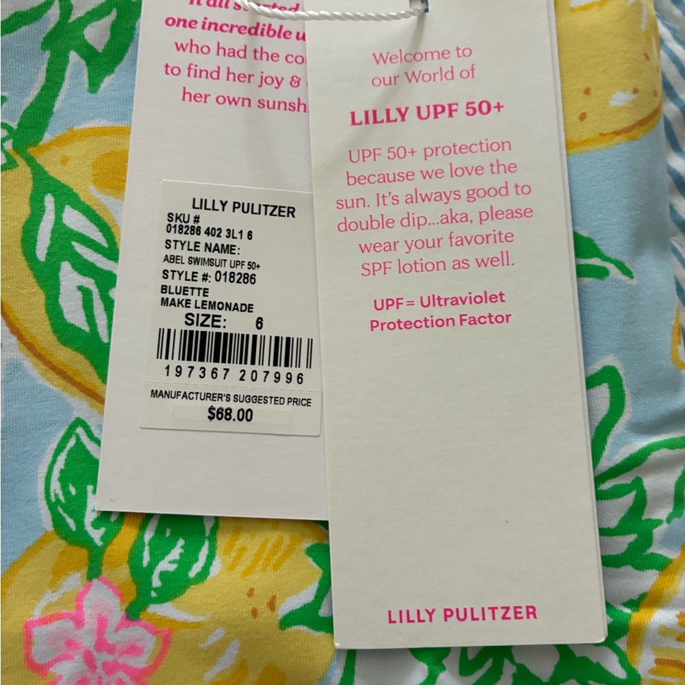 Lilly Pulitzer Kids' Citrus Floral One Piece - Blue, Yellow, Pink - Picture 3 of 6
